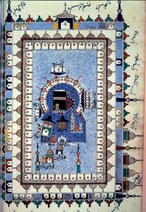 Islam: view of the Kaaba cubic building located in the center of the Great Mosque in Mecca by Persian School