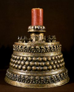 Bronze Candlestick with Silver Inlay