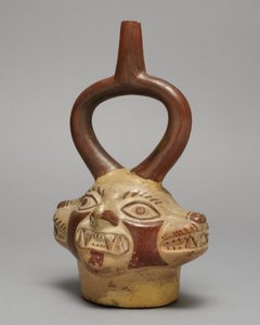 Stirrup vessel in the form of multi-headed feline being, A.D. 250-500