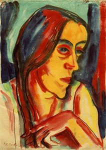 Young Woman with Dark Braid (Hanna) by Peter August Böckstiegel