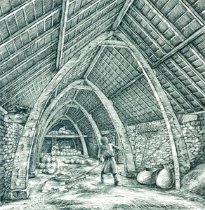 Medieval vicarage barn, Wharram Percy, North Yorkshire