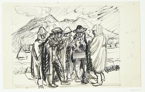 Italian Peasants Trading with a Peddler by Peter Hansen