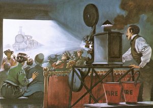 An early film being shown