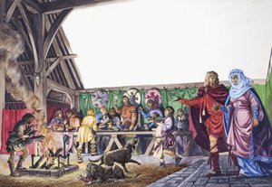 Anglo-Saxon Thane Leads His Wife into the Great Hall