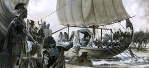 Cleopatra in her barge by Peter Jackson