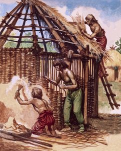 Early Britons Building Huts by Peter Jackson