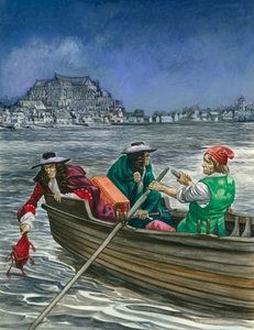 King James Throws the Great Seal into the Thames by Peter Jackson