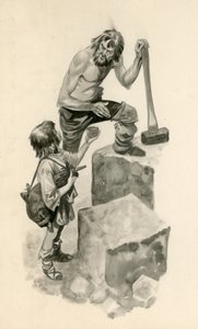 Michelangelo, as a boy, helping stone-cutters at their work by Peter Jackson