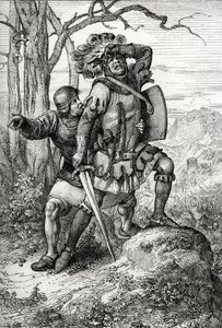 Duke Leopold I of Austria, Lord of Habsburg saved by one of his companions at the Battle of Morgarten on 15 November 1315 against the Swiss confederates, Switzerland by Peter Johann Nepomuck Geiger