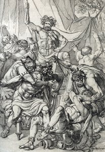Heptarchy: Representation of Anglo-Saxon Leader Hengist Slaying His Enemies to Found the Kingdom of Kent, circa 461