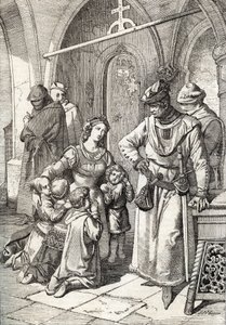 The assassination of the noble lady Ines de Castro, second wife of Peter I of Portugal in the monastery Santa Clara de Coimbra, Portugal 1355
