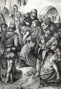 The Faithful Women of Weinsberg: The Wives of the Soldiers Defeated at the Weinsberg Siege by Conrad III of Hohenstaufen in 1140 Carry Their Husbands on Their Backs by Peter Johann Nepomuck Geiger