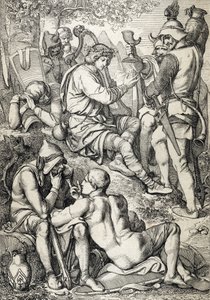 War Against the Vikings: King Alfred the Great Disguised as a Musician Viewing the Situation of the Enemy by Peter Johann Nepomuck Geiger
