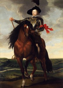 Equestrian Portrait of Crown Prince Wladyslaw Vasa with the Battle of Khotyn in the Background by Peter Paul Rubens