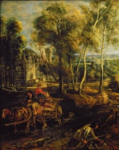 An Autumn Landscape with a view of Het Steen in the Early Morning (detail)