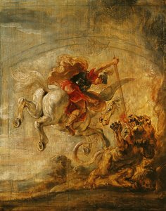 Bellerophon Riding Pegasus Fighting the Chimaera