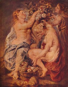 Ceres and Two Nymphs with a Cornucopia by Peter Paul Rubens