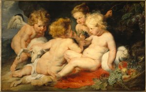The Little Jesus with the Boy John and Two Angels by Peter Paul Rubens