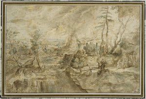 Landscape with Philemon and Baucis by Peter Paul Rubens