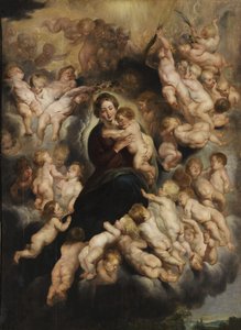 Mary with Child in Angel Wreath by Peter Paul Rubens