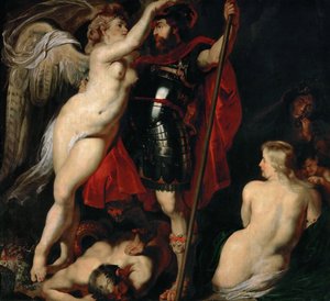 The Hero of Virtue Mars, is garlanded by the Goddess of Victory