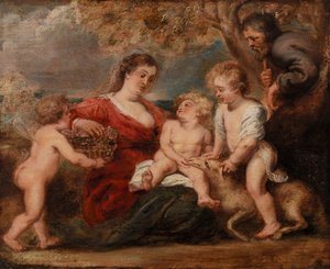 The Holy Family with Saint John the Baptist and an Angel