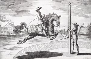 A Horse en Capriole from New Treatise for Breeding Horses, engraved by the artist by Peter Paul Troschel