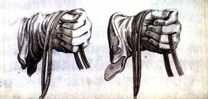 Study of Two Gloved Hands Holding the Reins of a Double Bridle from 