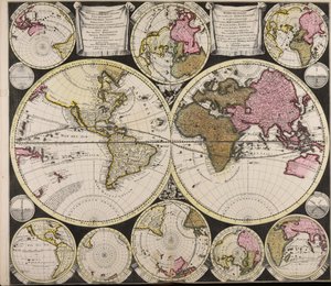 Orthographic Projection of the Earth with Various Horizons and Celestial Circles