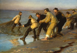 Fishermen Pulling Nets on Skagen Beach by Peder Severin Krøyer