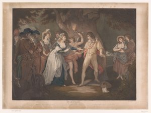 Rosalind Surprises Orlando in the Forest (Shakespeare. As You Like It)