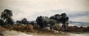 A Wooded Landscape with Cottages by Peter de Wint