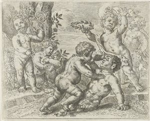 Fighting Putti (Struggle between Virtue and Vice) by Peter van Lint
