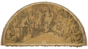 The Admission of Heracles to Olympus, Tympanum. Cartoon for the Ceiling Paintings of the Munich Glyptothek