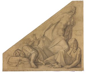 Eos, Tithonus and Memnon. Cartoon for the Ceiling Paintings of the Munich Glyptothek