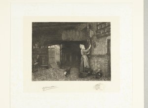 Woman Winding a Wall Clock by Petrus Johannes Arendzen