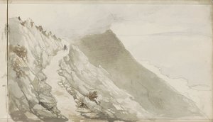 Figures on a Path Along a Rocky Coast by Petrus Johannes Schotel