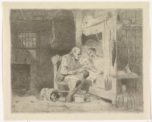 Old Man Reading to His Wife by Petrus Marius Molijn
