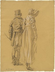 A Fashionable Couple Seen from Behind by Philibert d