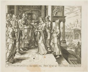 Judith Addressing the Elders of Bethulia, plate three from The Story of Judith and Holofernes