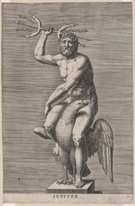 Plate 2: Jupiter, statue of the nude god seated on an eagle, holding a double trident, 1586