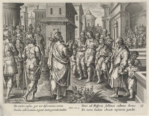 Saint Paul Preaching in Rome by Philip Galle after Jan van der Straet