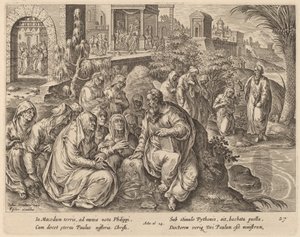 Saint Paul Speaks to the Women of Philippi by a River by Philip Galle after Jan van der Straet