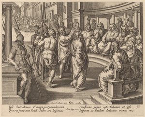 Saint Paul before the High Priest by Philip Galle after Jan van der Straet