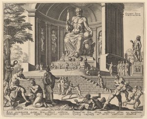 Olympy Iovis Simulacrum (The Statue of Jupiter at Olympia) by Philip Galle, after Maerten van Heemskerck