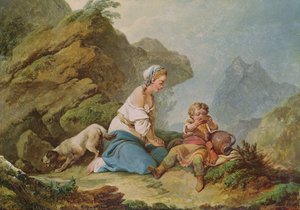 Hagar Watching Her Son Drinking by Philippe Jacques de Loutherbourg