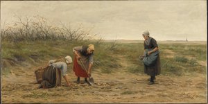 Women from Scheveningen Harvesting Potatoes in a Field by Philip Lodewijk Jacob Frederick Sadee