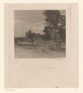 Farmhouse on a Country Road with Trees