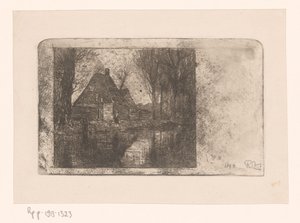 Wooden House and Trees by a Ditch by Philip Zilcken (signed by artist)