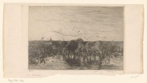 Cows by Water in a Meadow by Philip Zilcken (signed by artist)